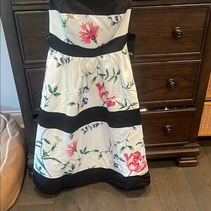 White House Black Market A-Line Strapless Dress Black and White